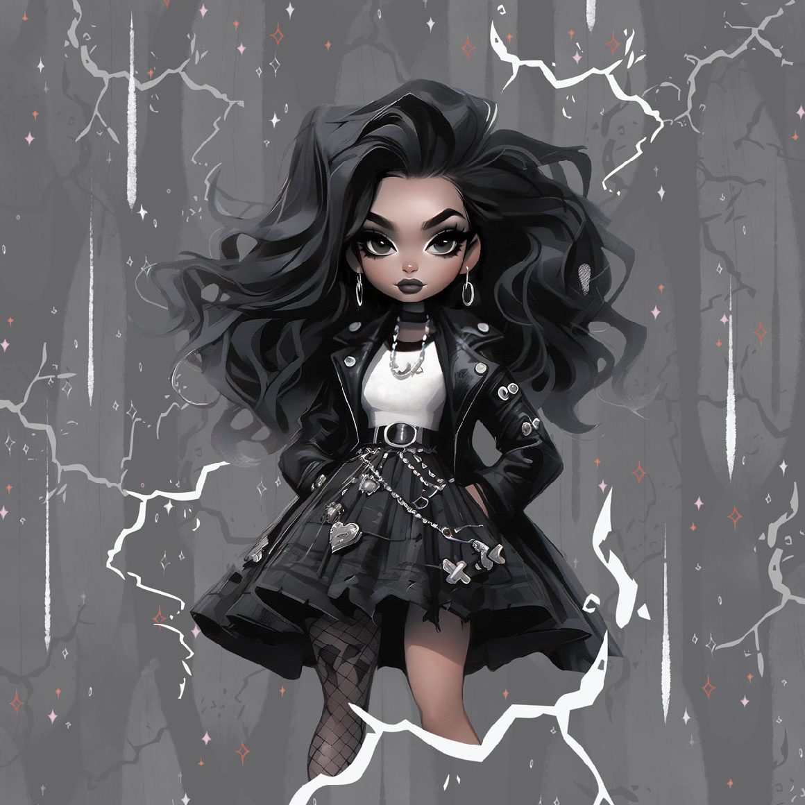 Teplákovina, Gothic girl, černovláska, panel (E)