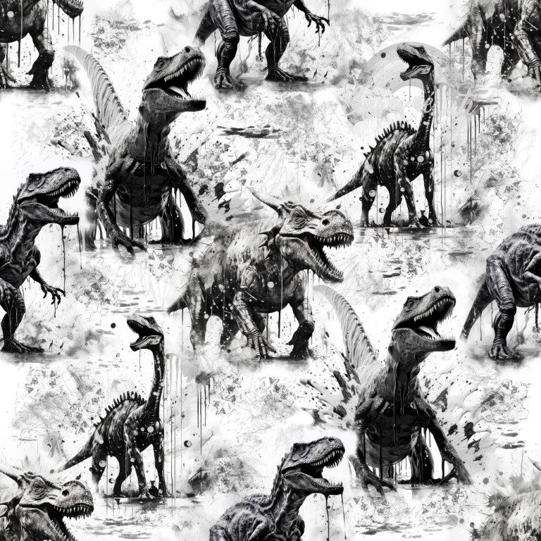 Teplákovina Černobílí dinosauři (E) 0,98m/ks