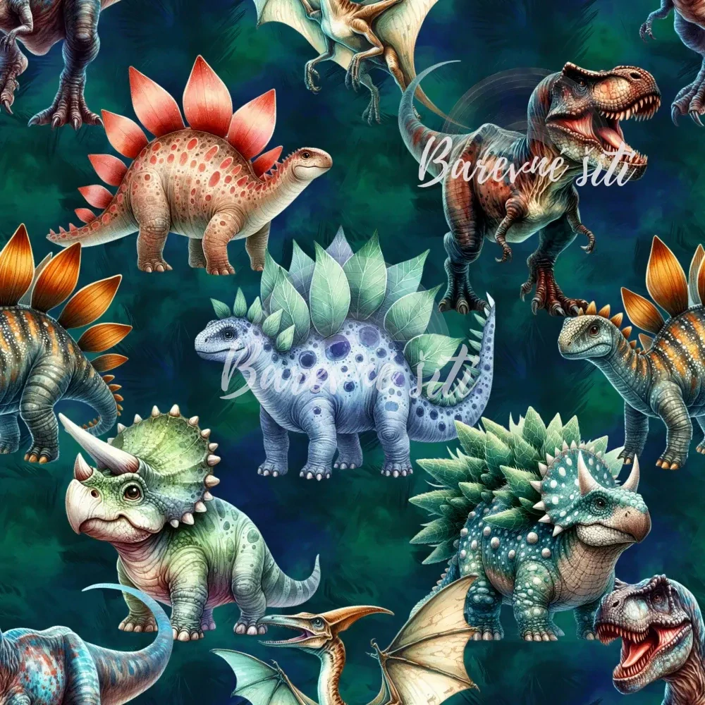 Zimní softshell Dinosauři na tmavě zelené (E)
