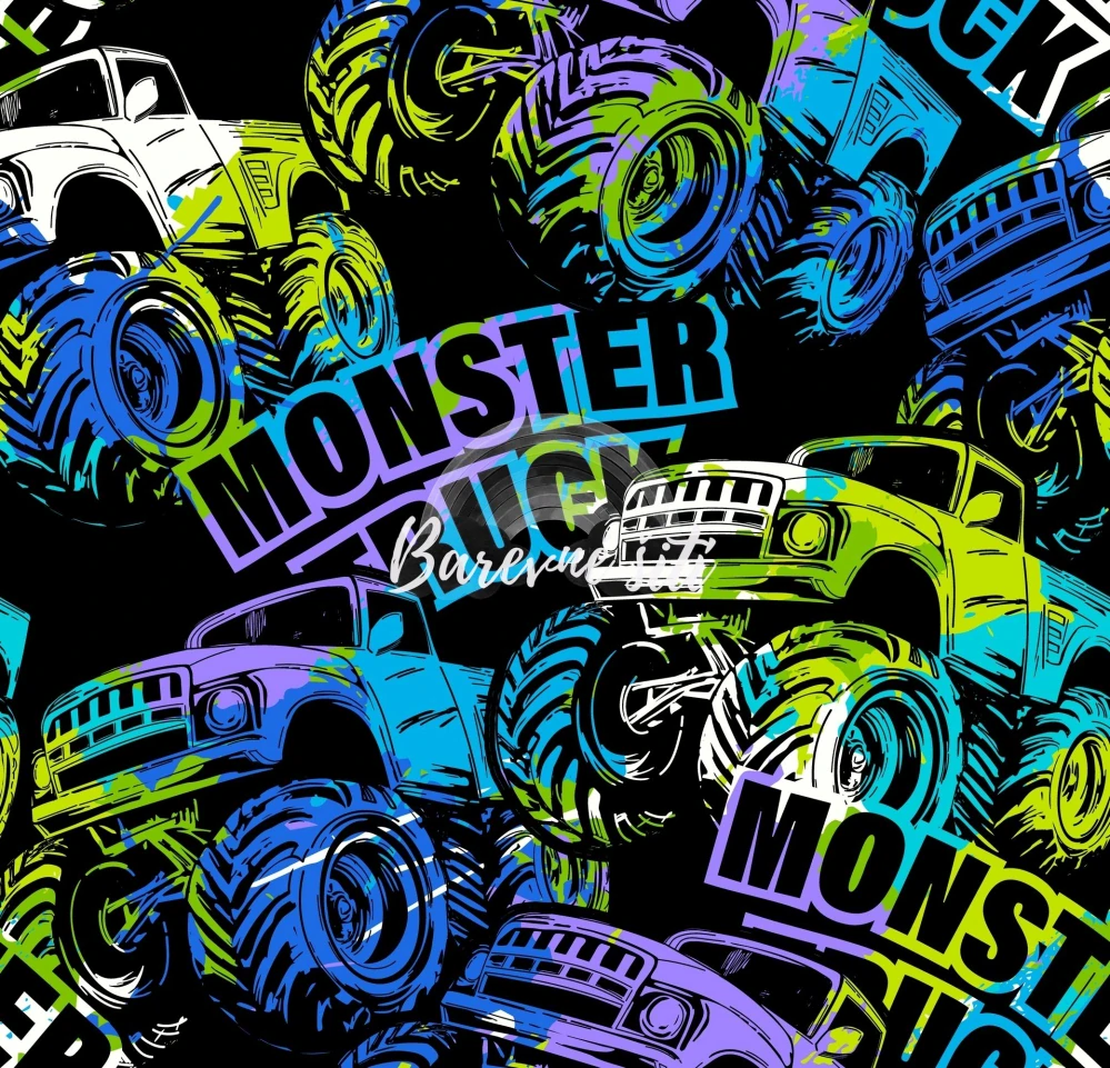 Úplet, Monster Truck zelenomodré na černé (E) 1,15m/ks