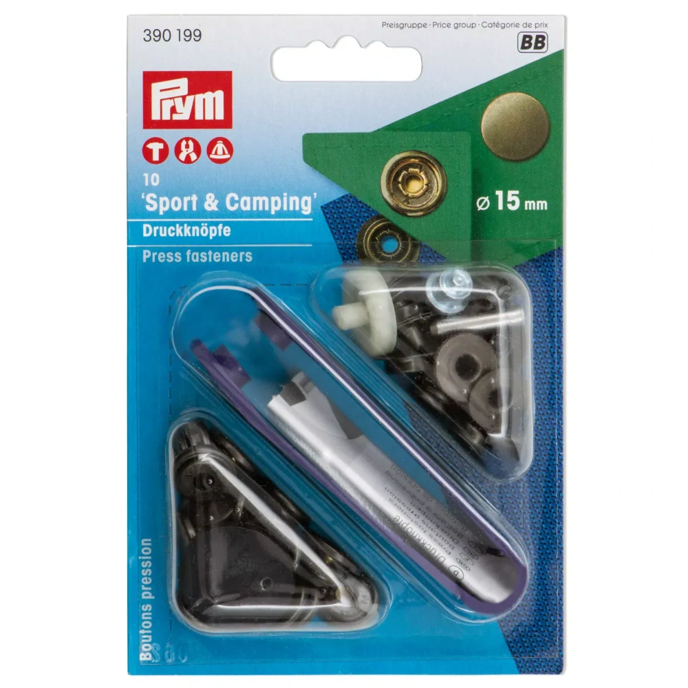Stiskací knoflíky Sport CAMPING 15 mm staromosaz Prym (E)