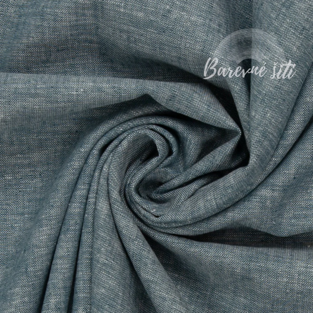 Len s bavlnou Jeans efekt Petrolej (E) 0,90m/ks