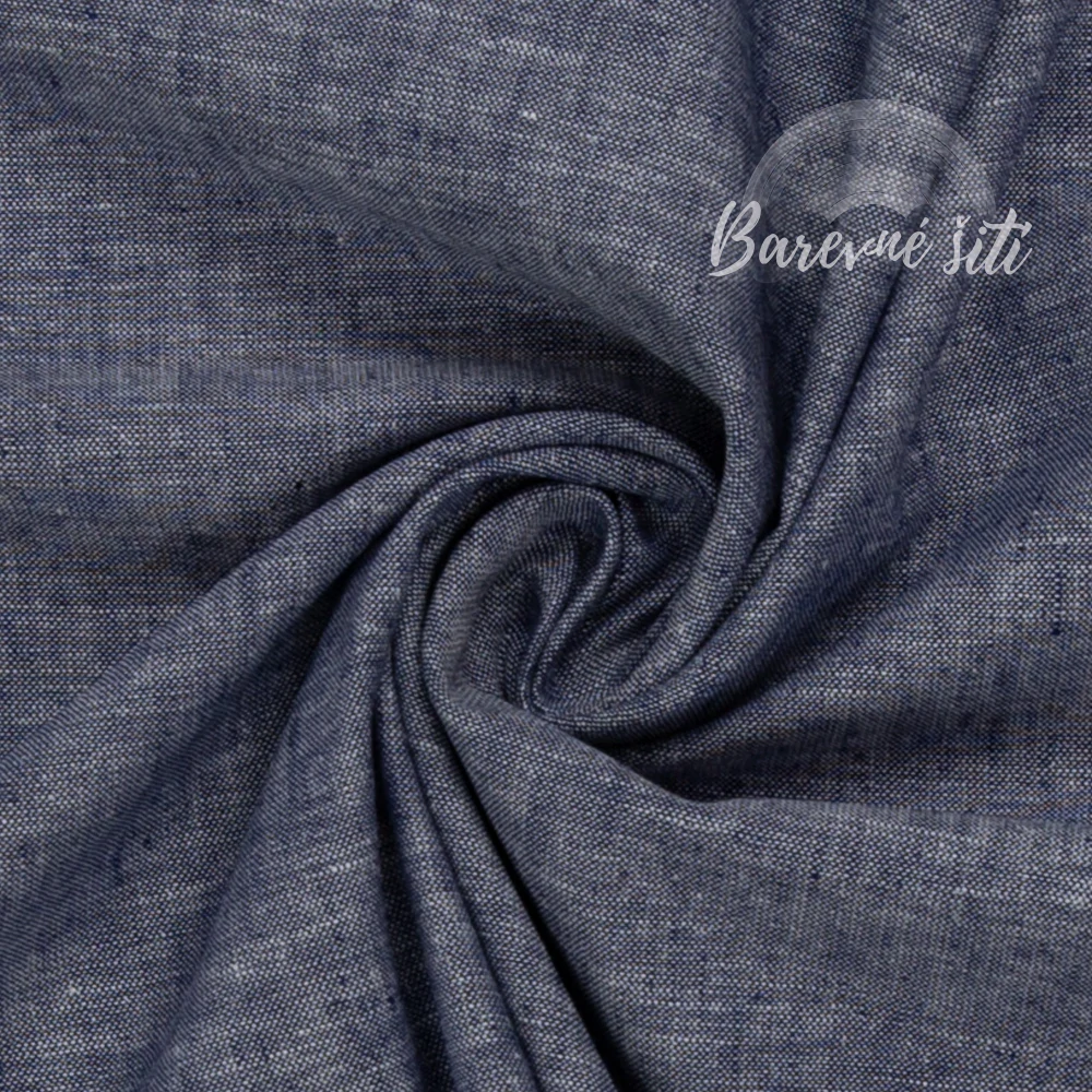 Len s bavlnou Jeans efekt Navy (E)