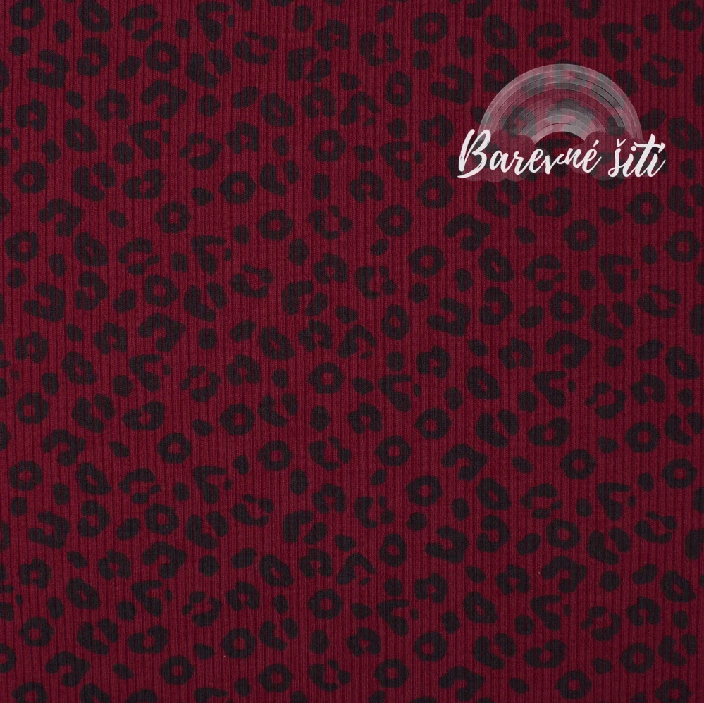 Žebrovaný úplet, Leopard bordó (E)