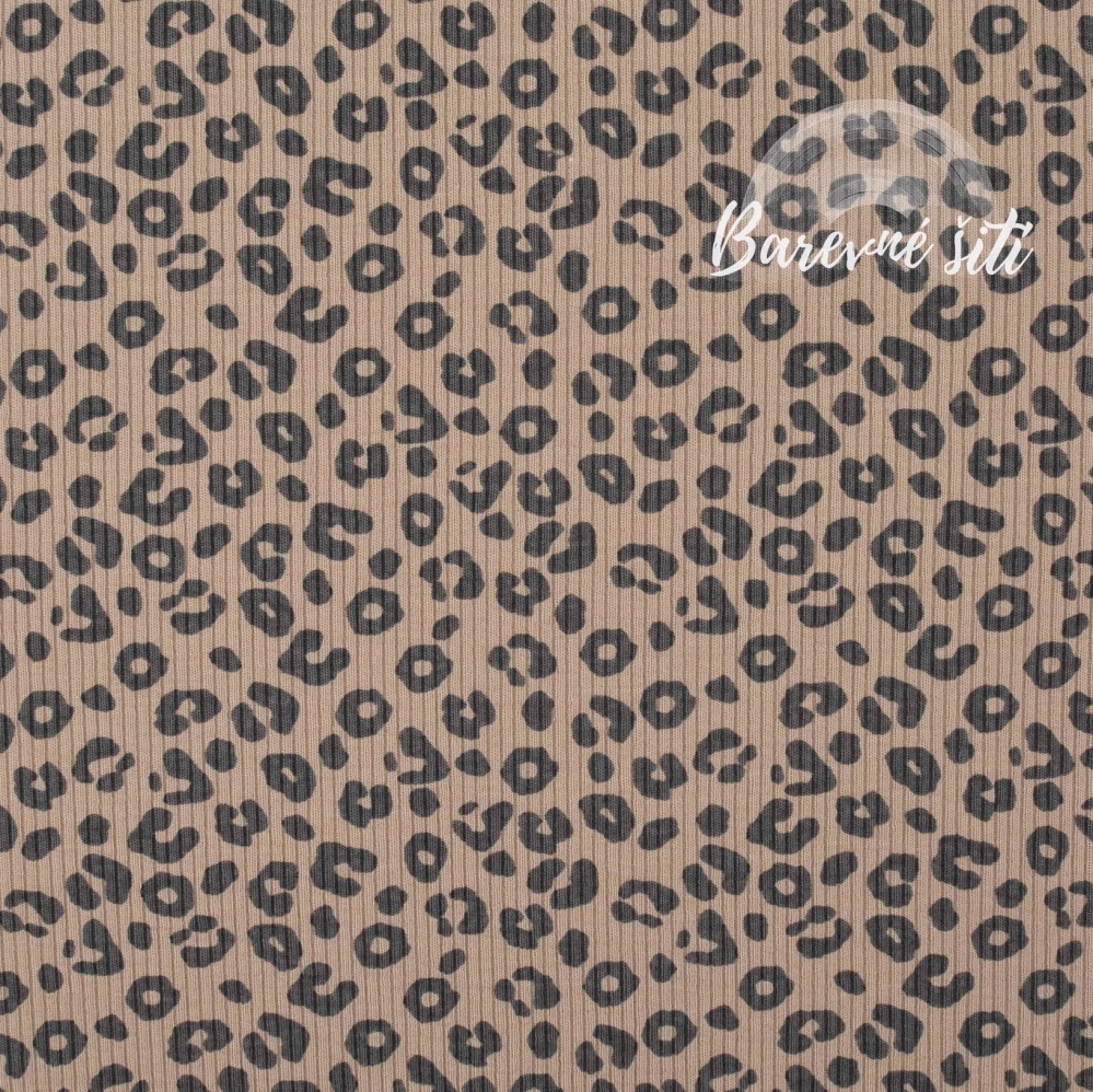 Žebrovaný úplet, Leopard béžový (E)