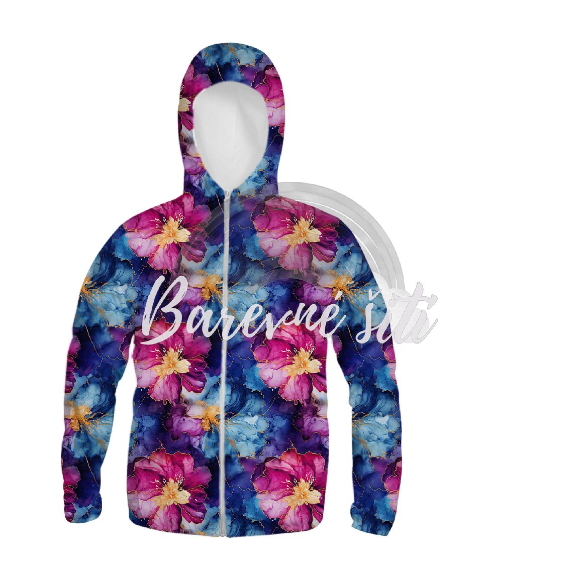 Zimní softshell Inkoustové modrofialové květy PŘEDOBJEDNÁVKA (P)