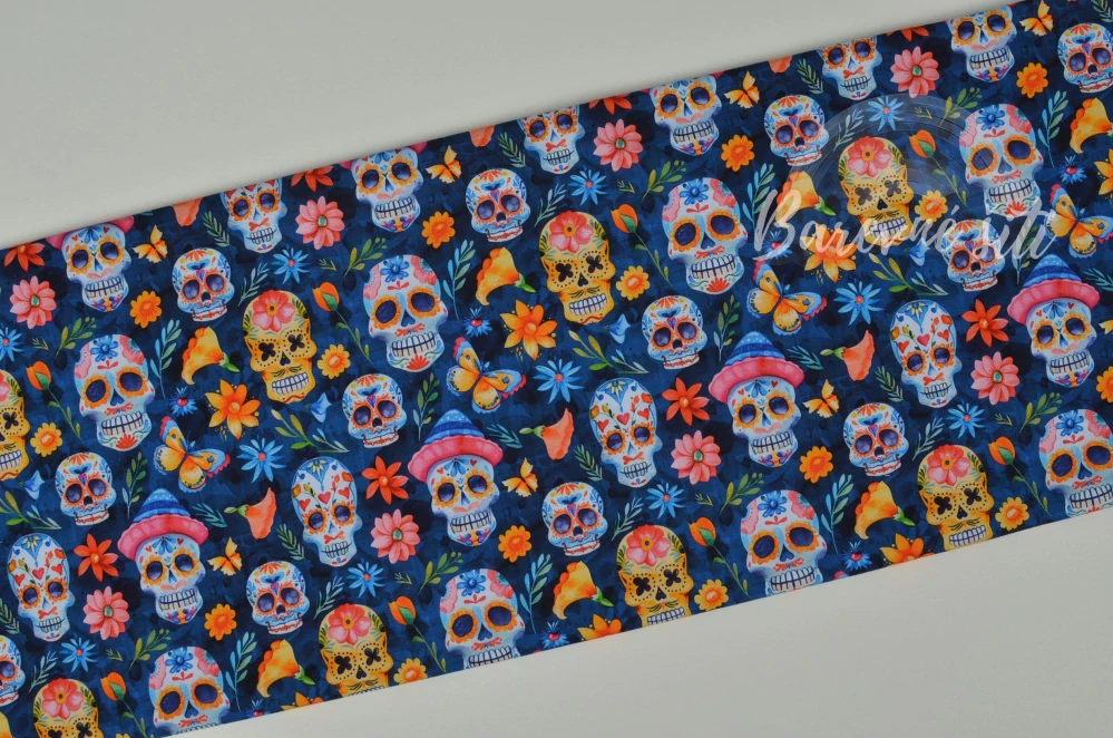 Úplet, Barevné muertos na modré (E) 1m/ks