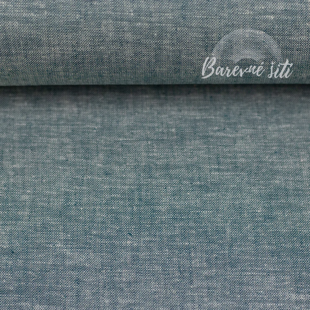 Len s bavlnou Jeans efekt Petrolej (E) 0,90m/ks
