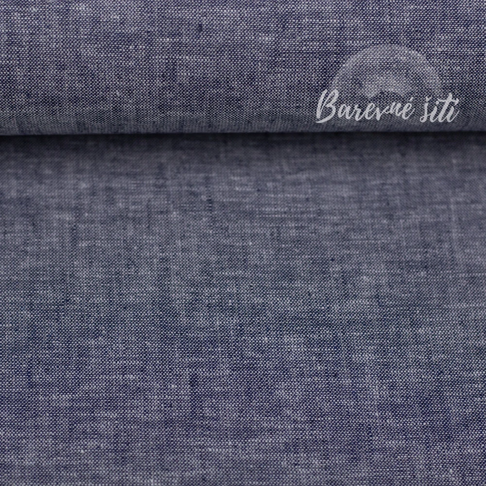 Len s bavlnou Jeans efekt Navy (E)