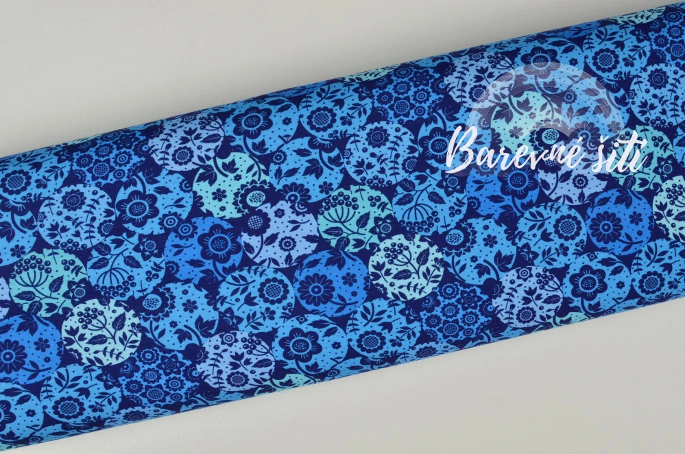 Viskozový úplet, Kytičky v modrém puntíku (E) 1,70m/ks