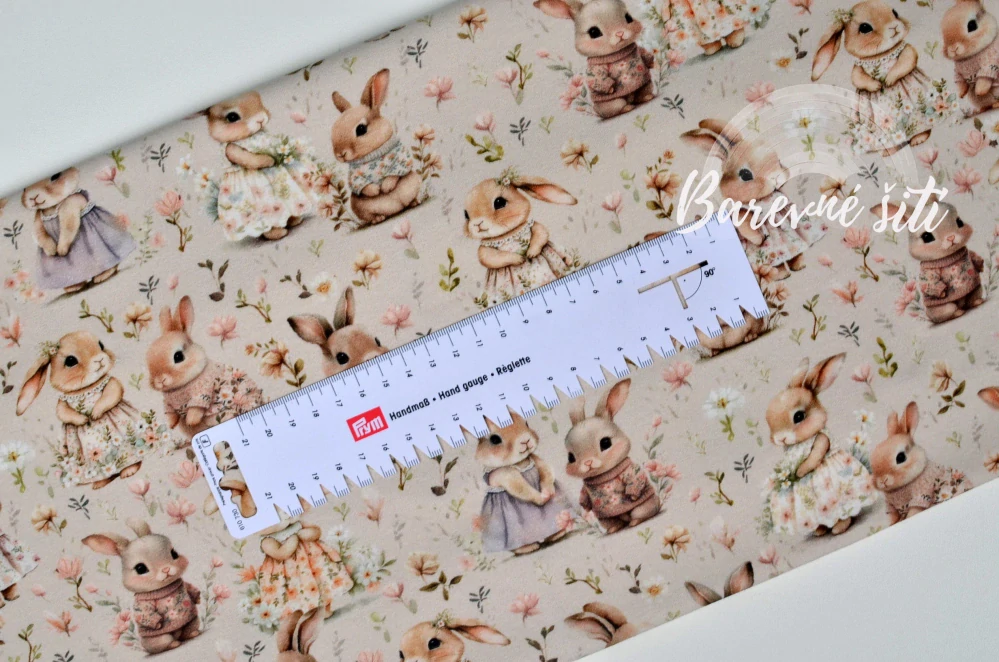 Teplákovina Roztomilí zajíčci a kytičky (E)