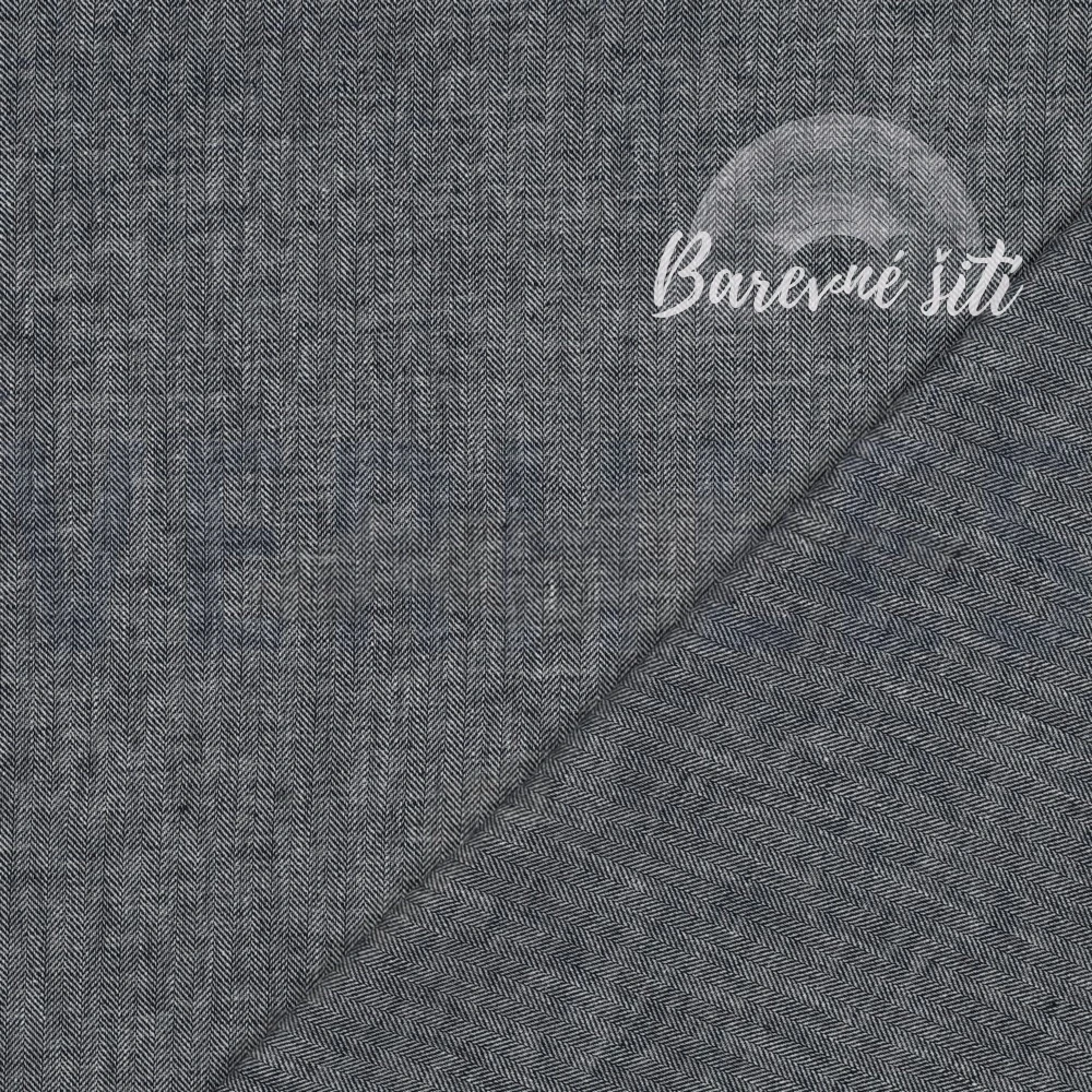 Len s bavlnou Fishbone modrá (E) 0,7m/ks