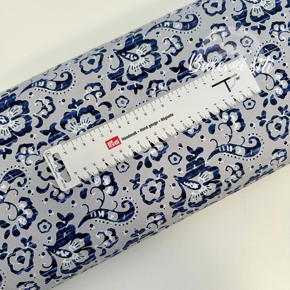 Teplákovina, Jeans ornamenty na šedé  (E) 0,58m/ks