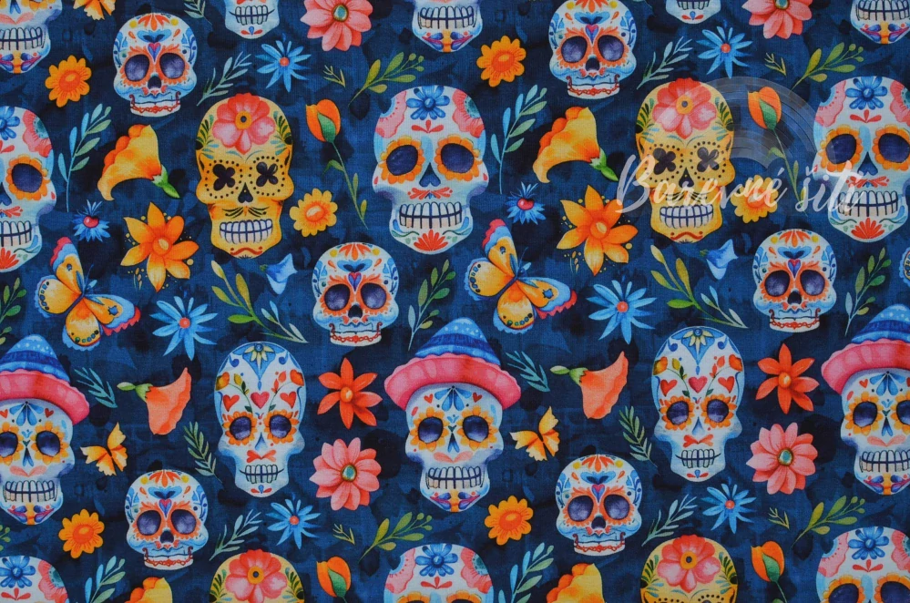 Úplet, Barevné muertos na modré (E) 1m/ks