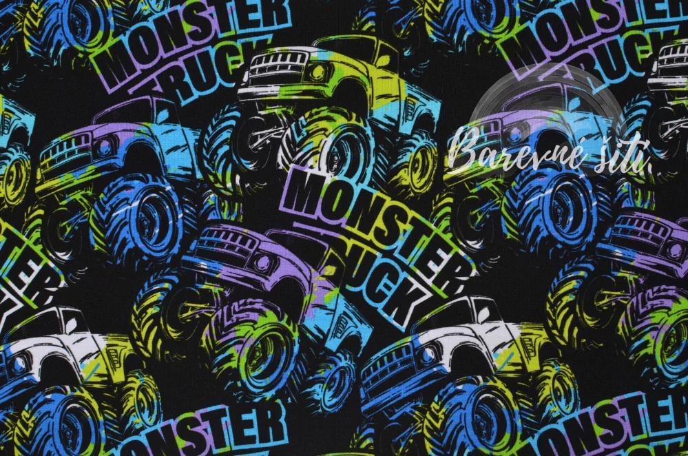 Úplet, Monster Truck zelenomodré na černé (E) 1,15m/ks