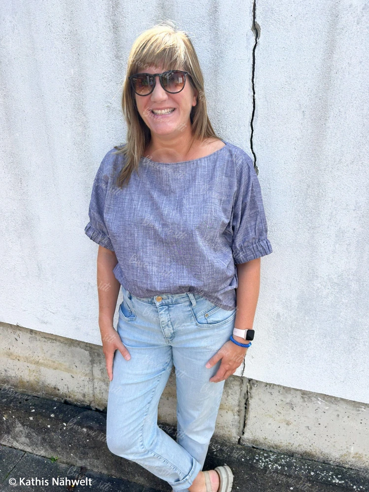 Košilovina, chambray, Sanna Navy (E)