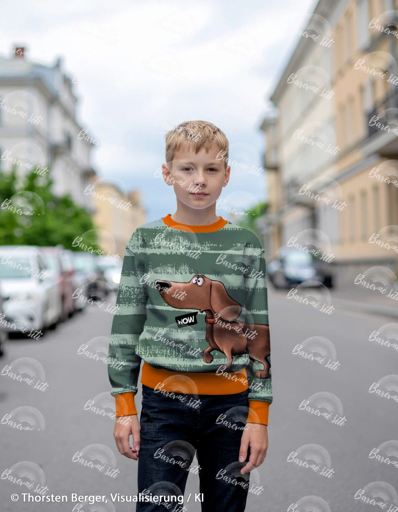 Teplákovina, Hnědý jezevčík, šedá s pruhy, panel (E)