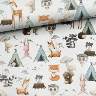 Plátno Zvířátka a teepee (E) 1m/ks