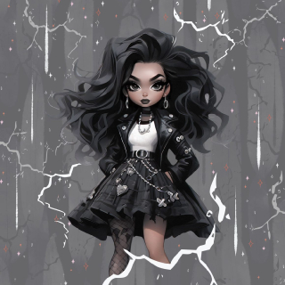 Teplákovina, Gothic girl, černovláska, panel (E)
