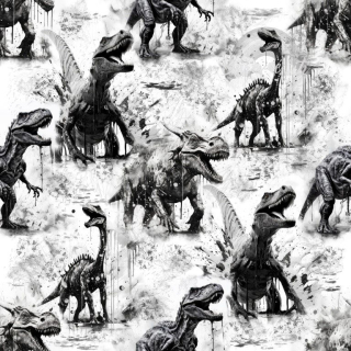 Teplákovina Černobílí dinosauři (E) 0,98m/ks