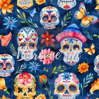 Úplet, Barevné muertos na modré (E) 1m/ks